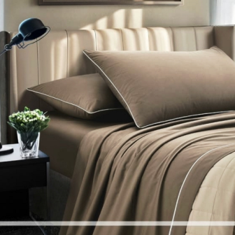 Completo Letto Tinta Unita Cotone Percalle 200 Fili linea Lagom- Matrimoniale. 