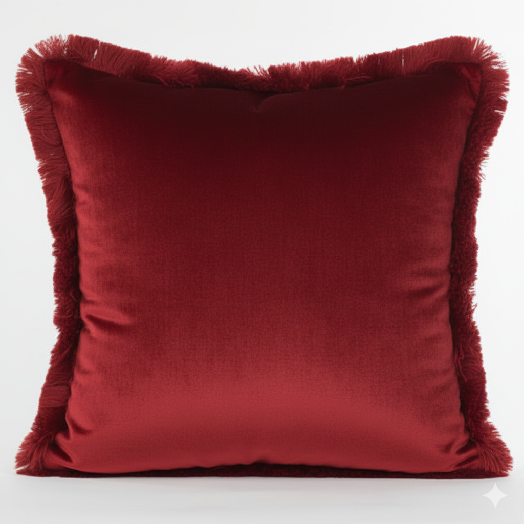 Cuscino Arredo en Velluto con Frange 45x45 cm