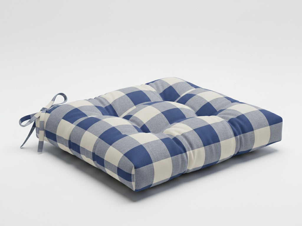 Cuscino Sedia CAMPAGNOLA en Cotone Rustico a Quadri - Trapuntato Made in Italy