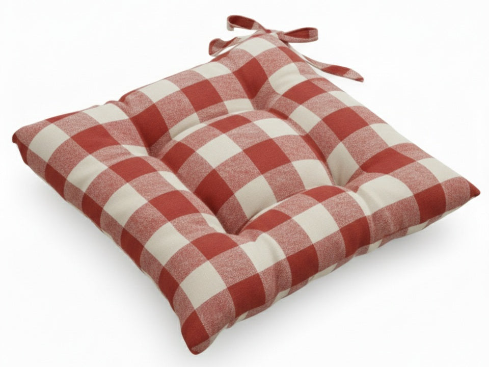 Cuscino Sedia CAMPAGNOLA en Cotone Rustico a Quadri - Trapuntato Made in Italy