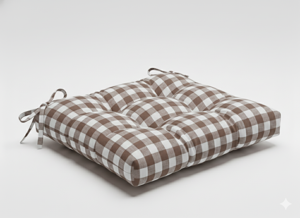 Cuscino Sedia CAMPAGNOLA en Cotone a Quadri Piccoli - Trapuntato Made in Italy