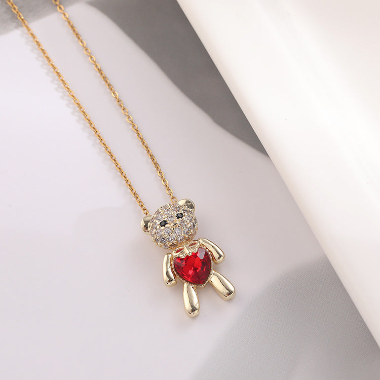 Collana con ciondolo a forma di cuore con orso