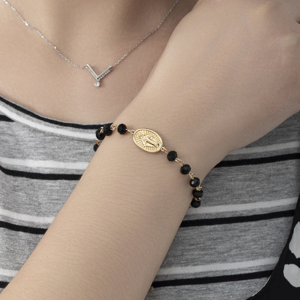 Perlenarmband Ovale Medaille Kristall Ostern