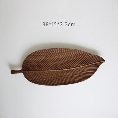 Handmade Wooden Dim Sum Snack Fruit Leaf Creative Solid Wood Tray