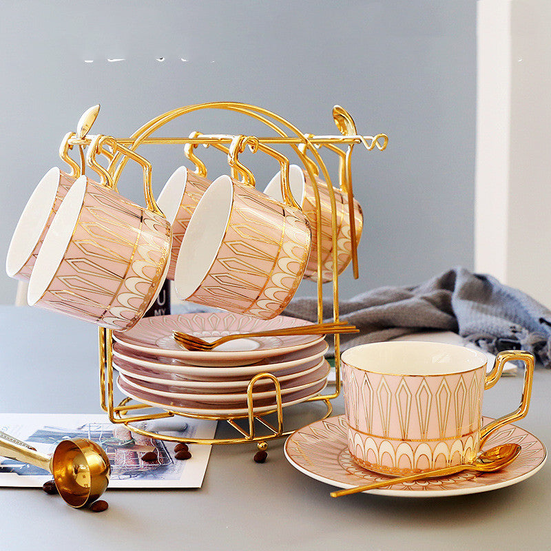 Set da caffè in ceramica europea con piattino e porta cucchiaino