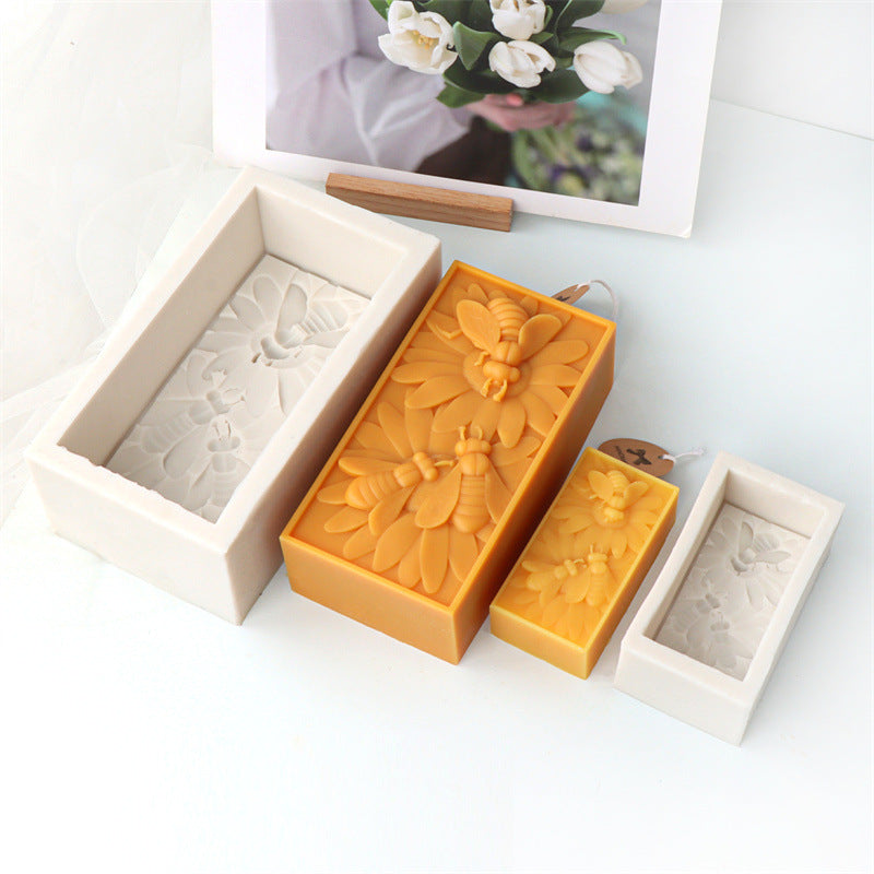 Stampo per candela in silicone a 3 api, blocco di cera d'api