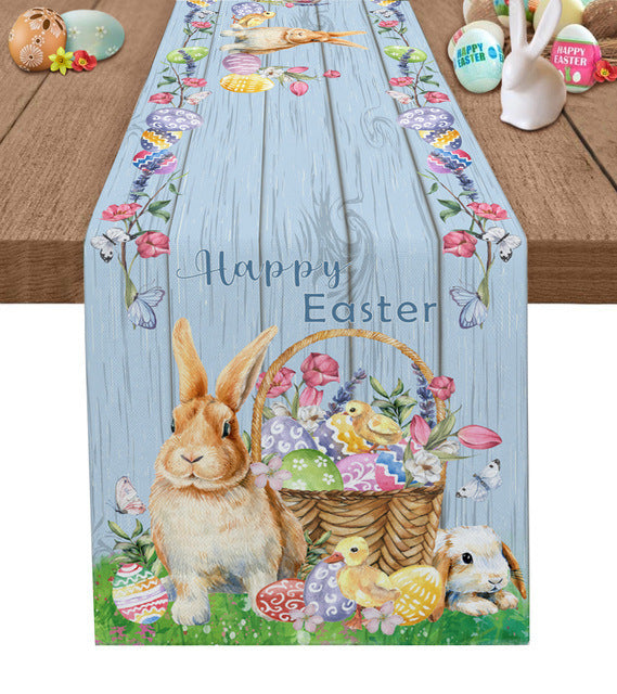 Holiday Dress-up Table Runner Easter Rabbit Egg Tablecloth