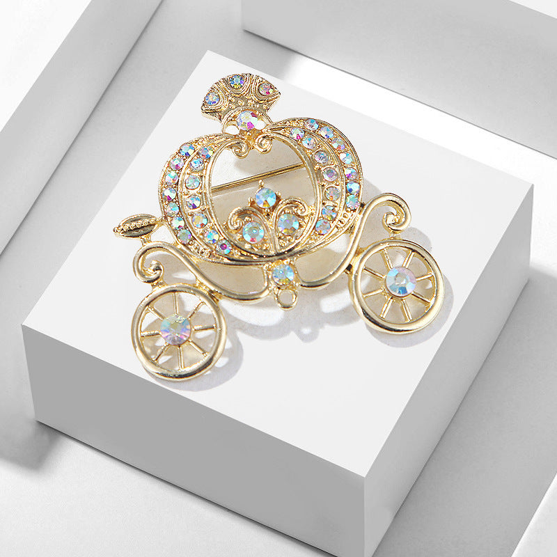 Spilla a forma di zucca in stile fiabesco, con strass colorati, colore grigio Guniang di Lanhao