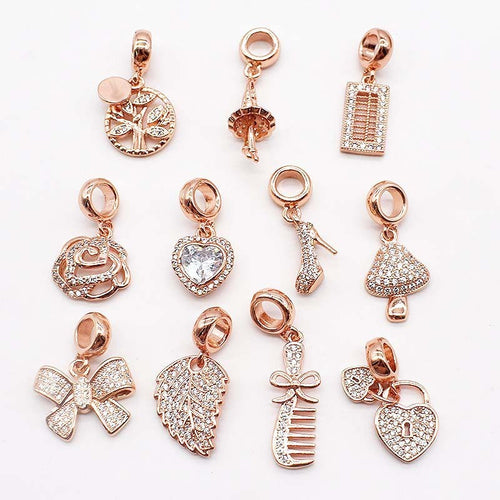 Ciondoli con perline distanziatrici a foro largo placcate in oro 14 carati e rame