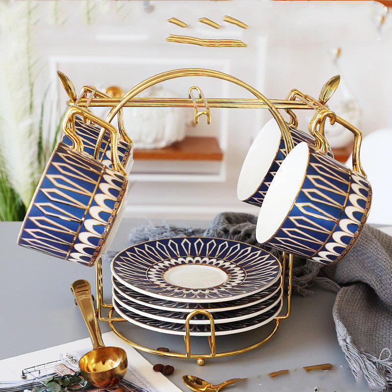 Set da caffè in ceramica europea con piattino e porta cucchiaino