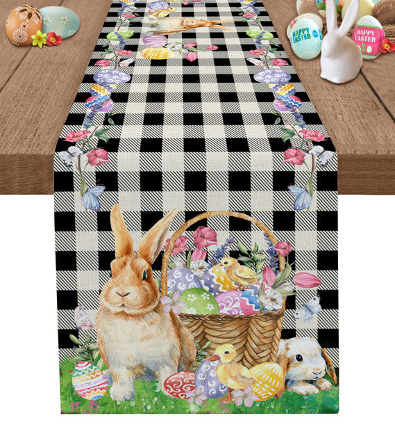 Holiday Dress-up Table Runner Easter Rabbit Egg Tablecloth