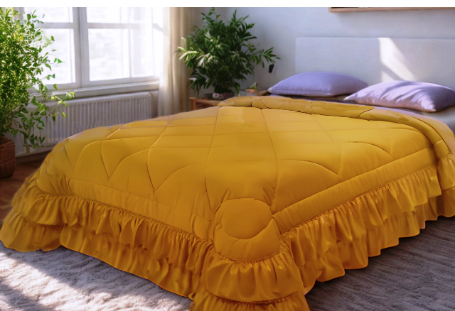 Trapunta Cassandra in Velluto di Cotone Doppia Rouche