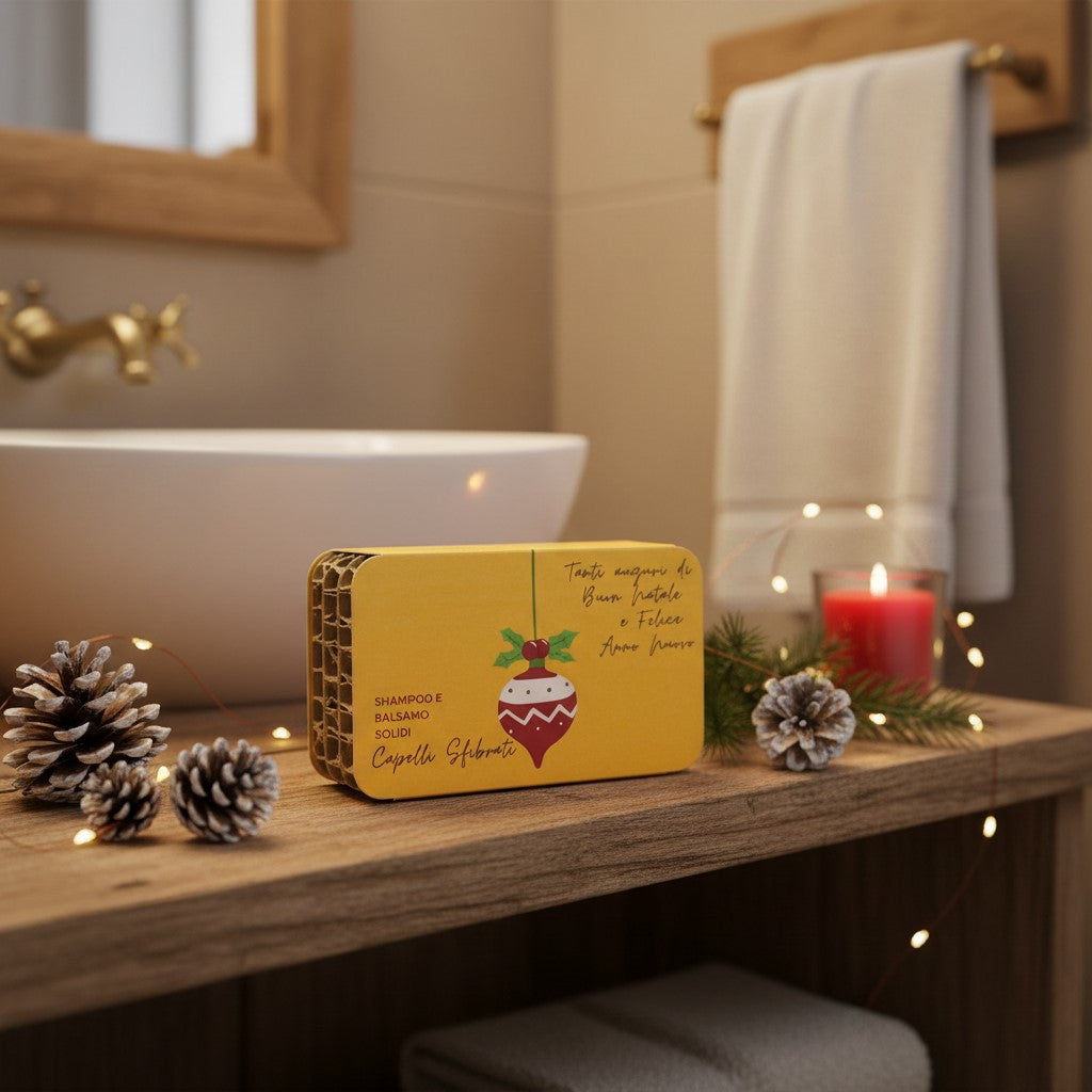 CONFEZIONE NATALIZIA SHAMPOO SOLIDO CAPELLI SFIBRATI FICO D'INDIA + BALSAMO SOLIDO CAPELLI SFIBRATI TROPICANA
