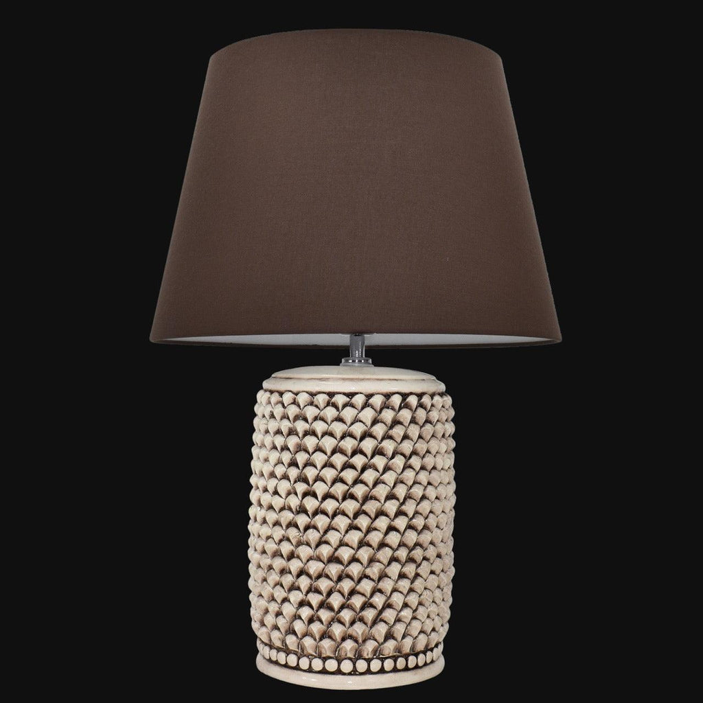 Lume pigna cilindro h 60 Madreperla Antichizzato in ceramica di Caltagirone