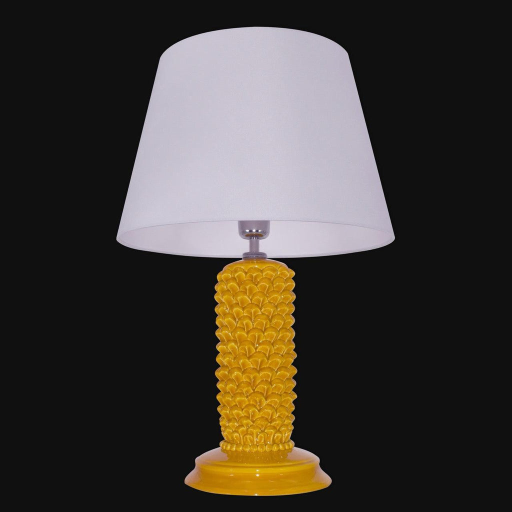 Lume pigna cilindro h 60 Senape in ceramica di Caltagirone