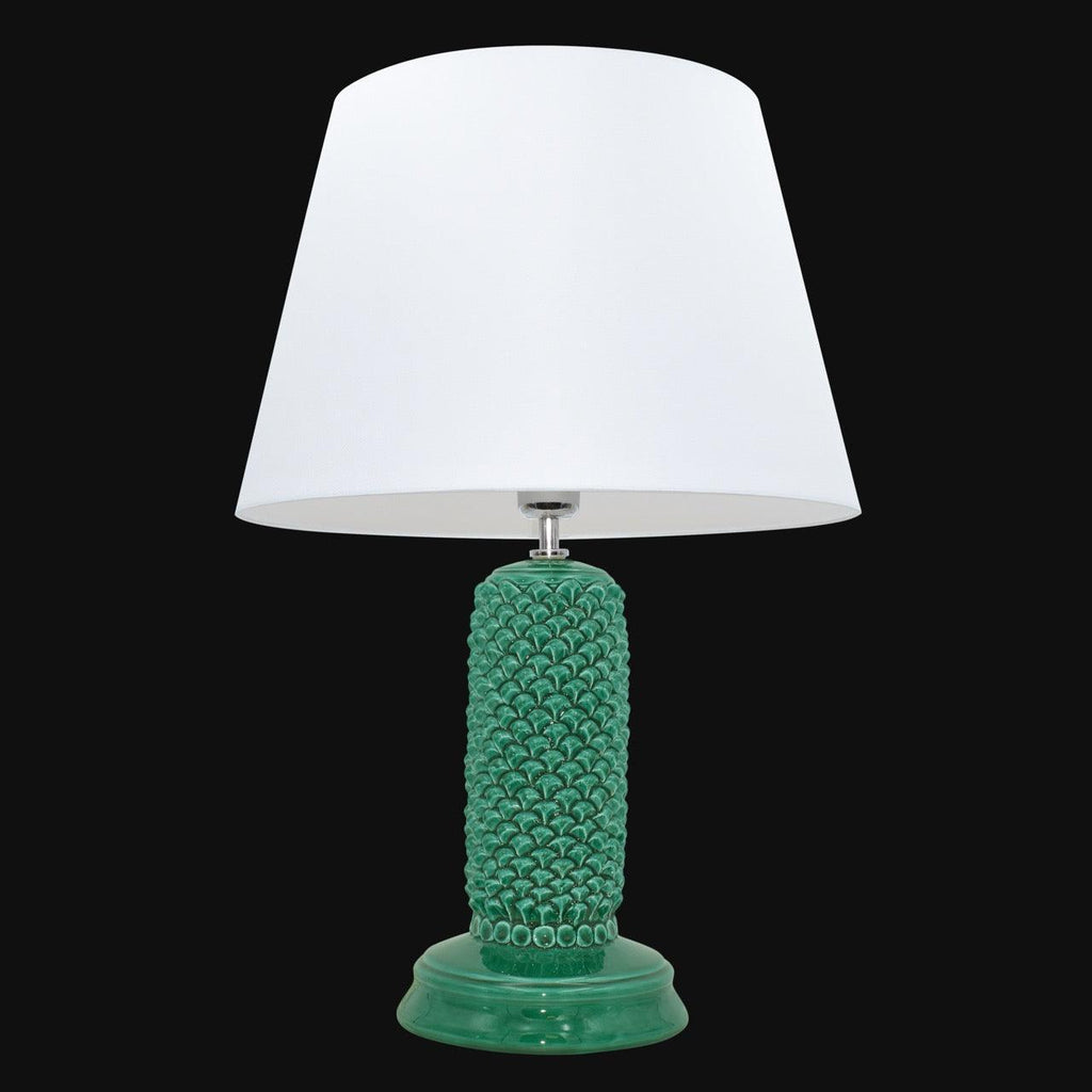 Lume pigna cilindro h 60 Verde Smeraldo in ceramica di Caltagirone