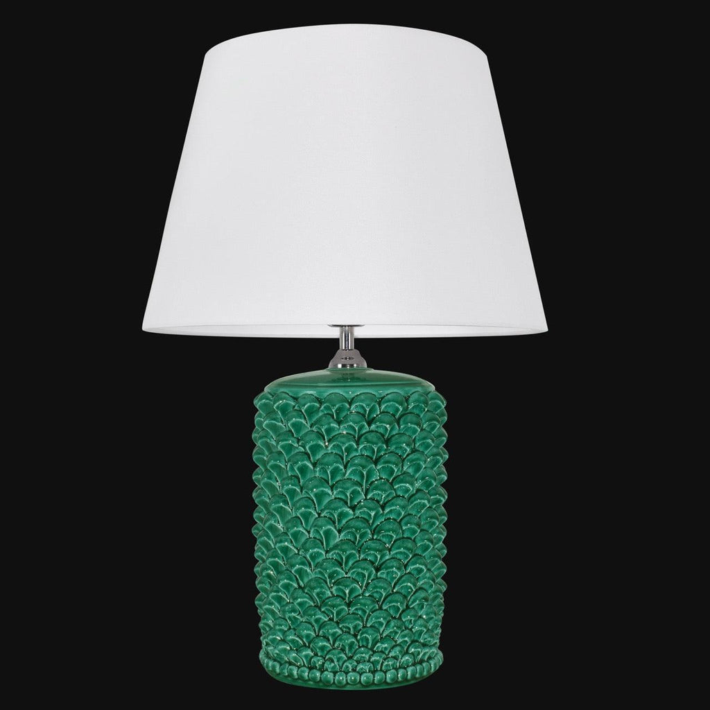 Lume pigna cilindro h 60 Verde Smeraldo in ceramica di Caltagirone