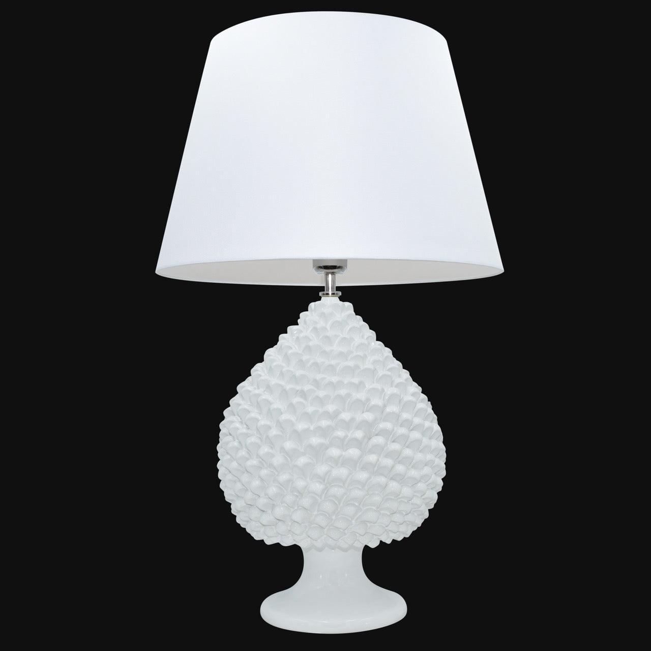 Lume Pigna modellata a mano White Line - Ceramiche di Caltagirone