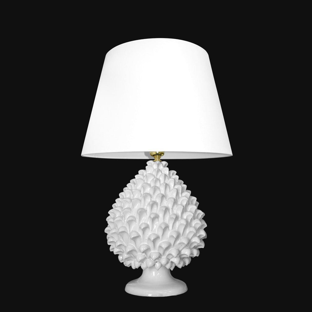 Lume Pigna modellata a mano White Line - Ceramiche di Caltagirone