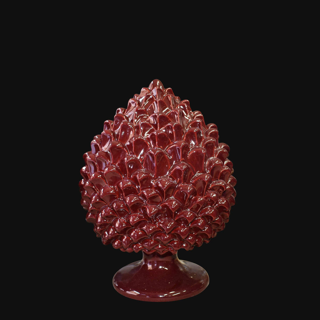 Pigna artigianale di Caltagirone modellata a mano altezza 15/40 cm Bordeaux integrale