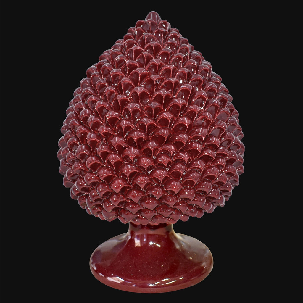 Pigna artigianale di Caltagirone modellata a mano altezza 15/40 cm Bordeaux integrale