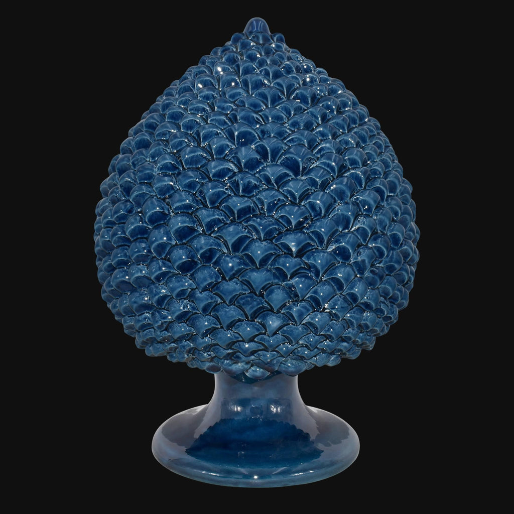 Pigna artigianale di Caltagirone modellata a mano altezza 15/40 cm in blu intenso