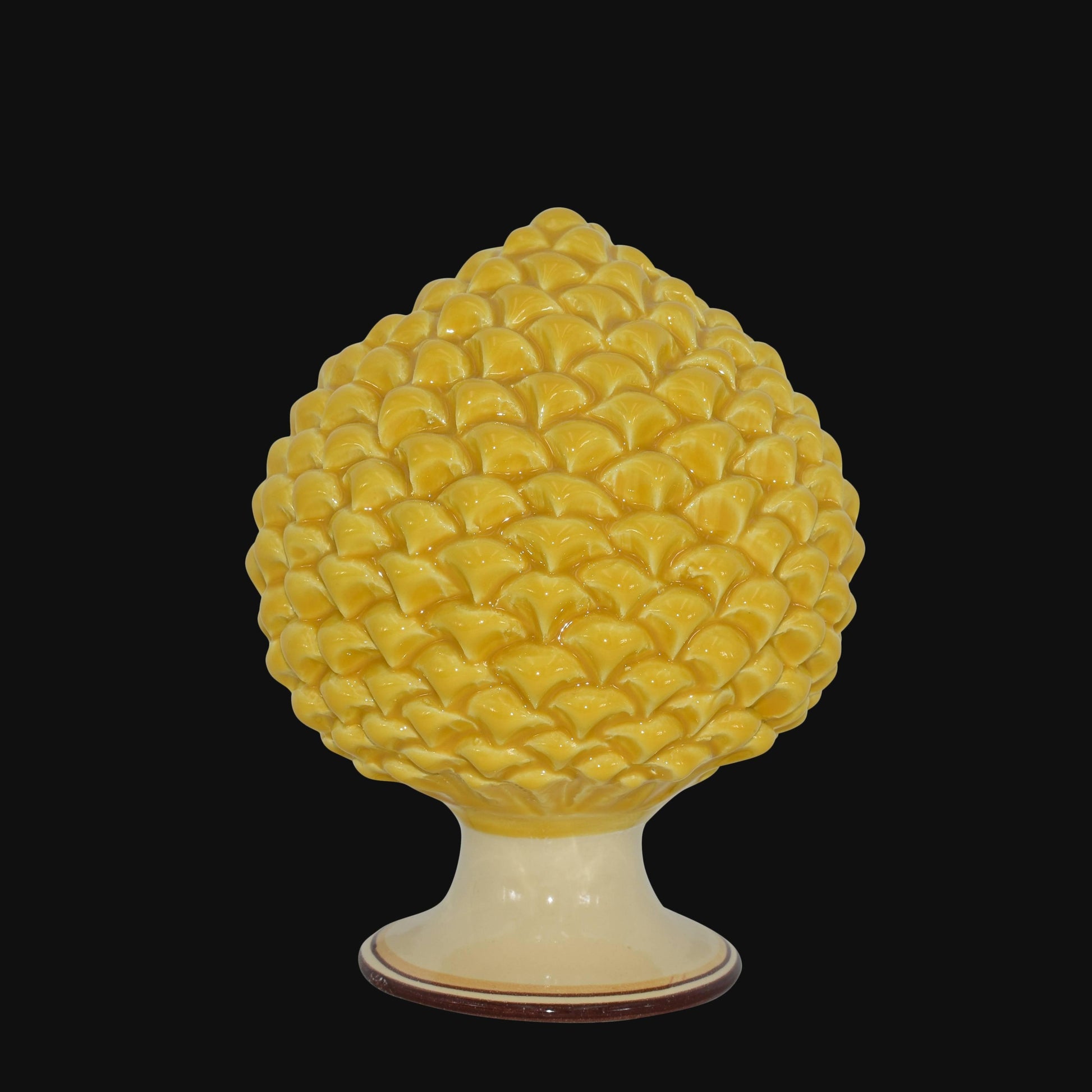 Pigna artigianale di Caltagirone modellata a mano altezza 15/40 Gialla/arancio