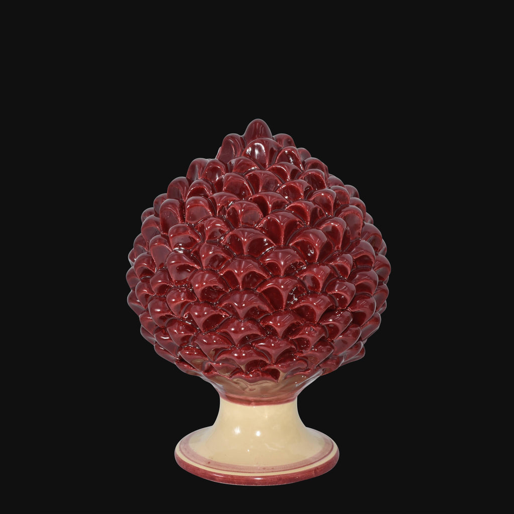 Pigna artigianale di Caltagirone modellata a mano altezza 15/40 mono bordeaux