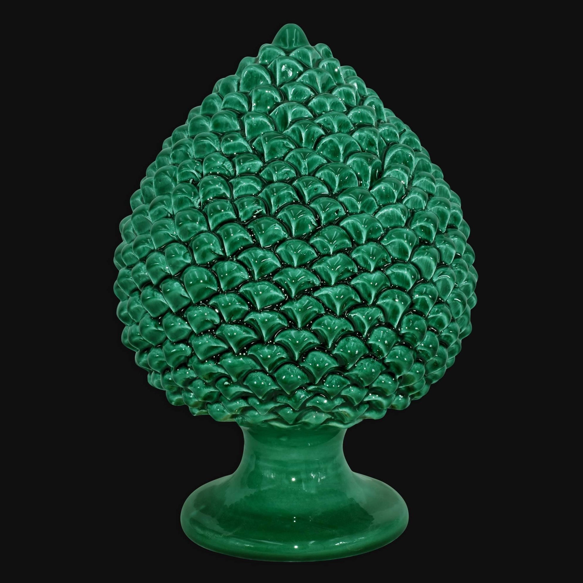 Pigna artigianale di Caltagirone modellata a mano altezza 15/40 verde smeraldo