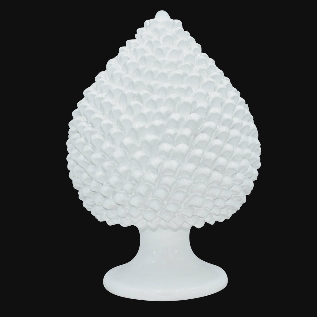 Pigna artigianale di Caltagirone modellata a mano altezza 15/40 linea bianca