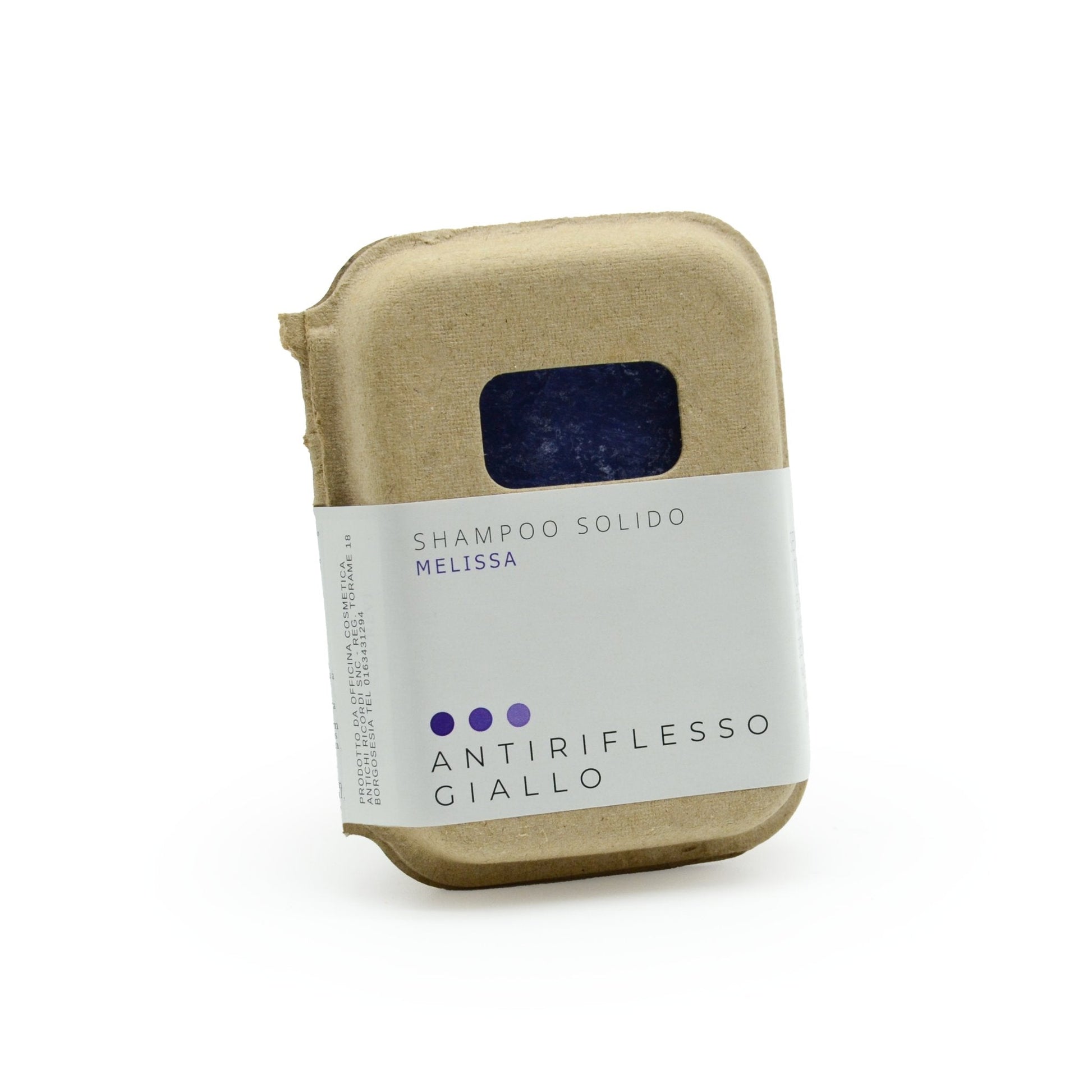 SHAMPOO SOLIDO ANTI GIALLO ALLA MELISSA CON BAR SAVER IN SUGHERO