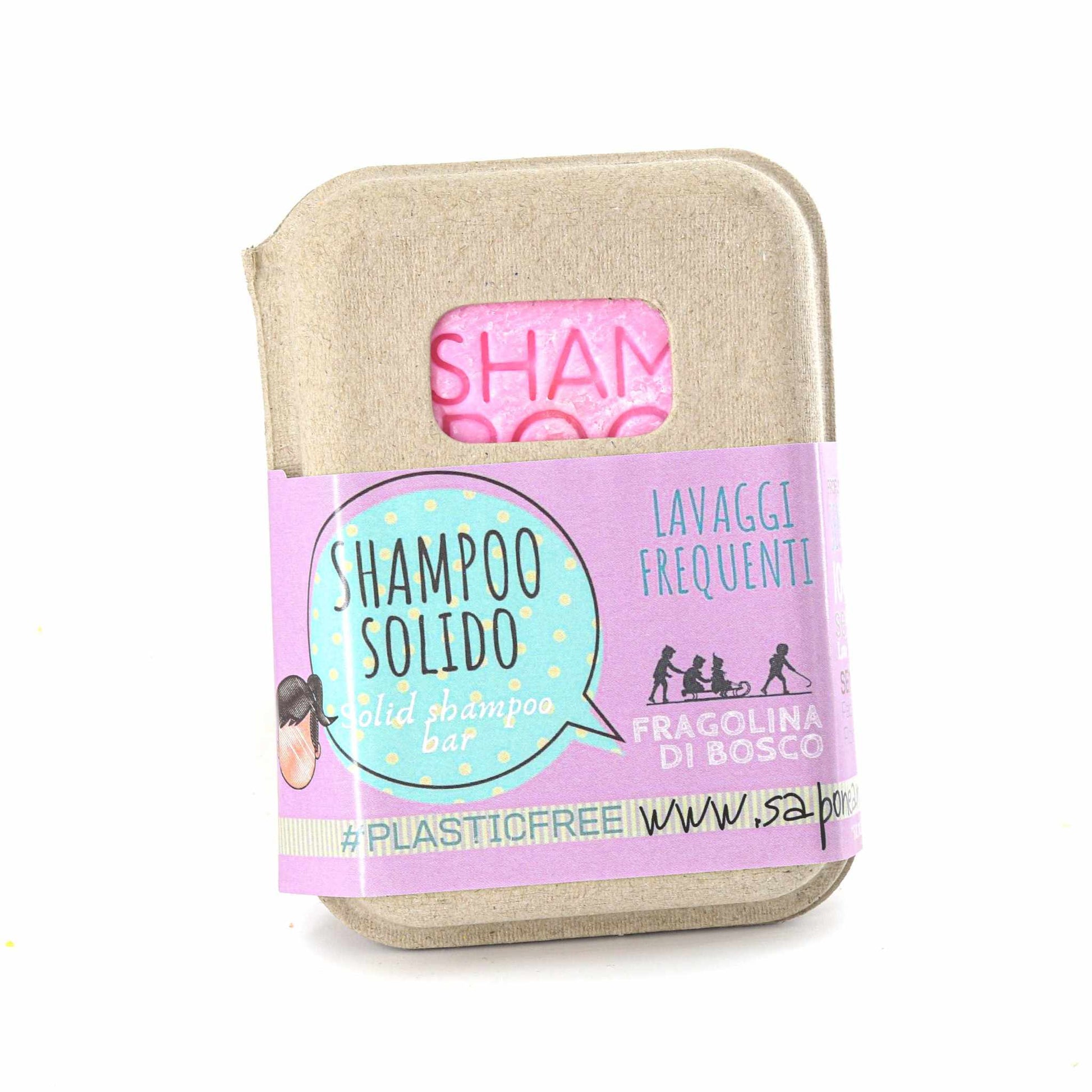 SHAMPOO SOLIDO LAVAGGI FREQUENTI ALLA FRAGOLINA DI BOSCO CON BAR SAVER IN SUGHERO