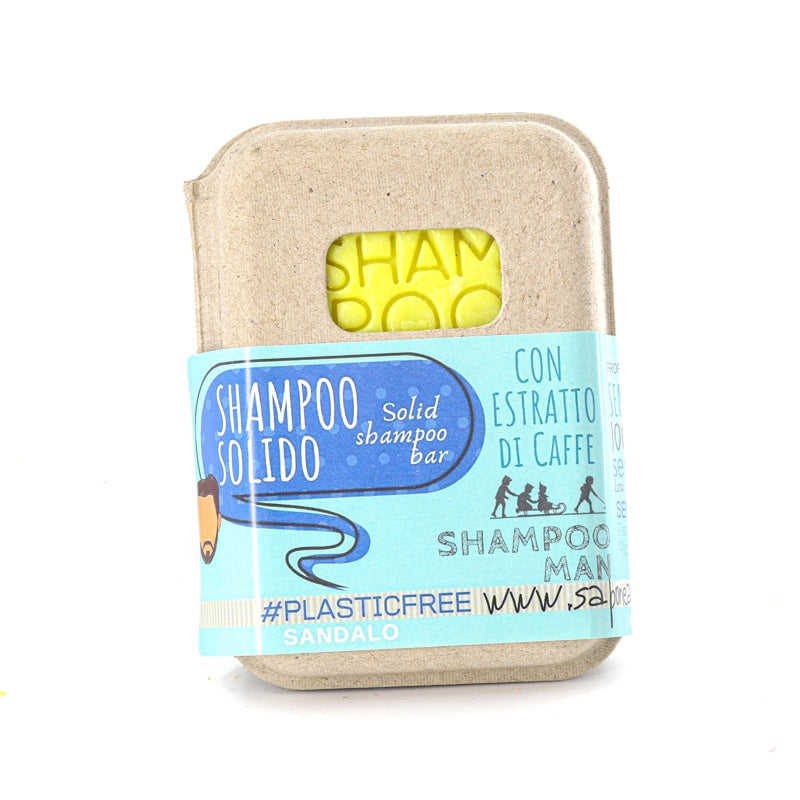 SHAMPOO SOLIDO UOMO AL SANDALO CON BAR SAVER IN SUGHERO