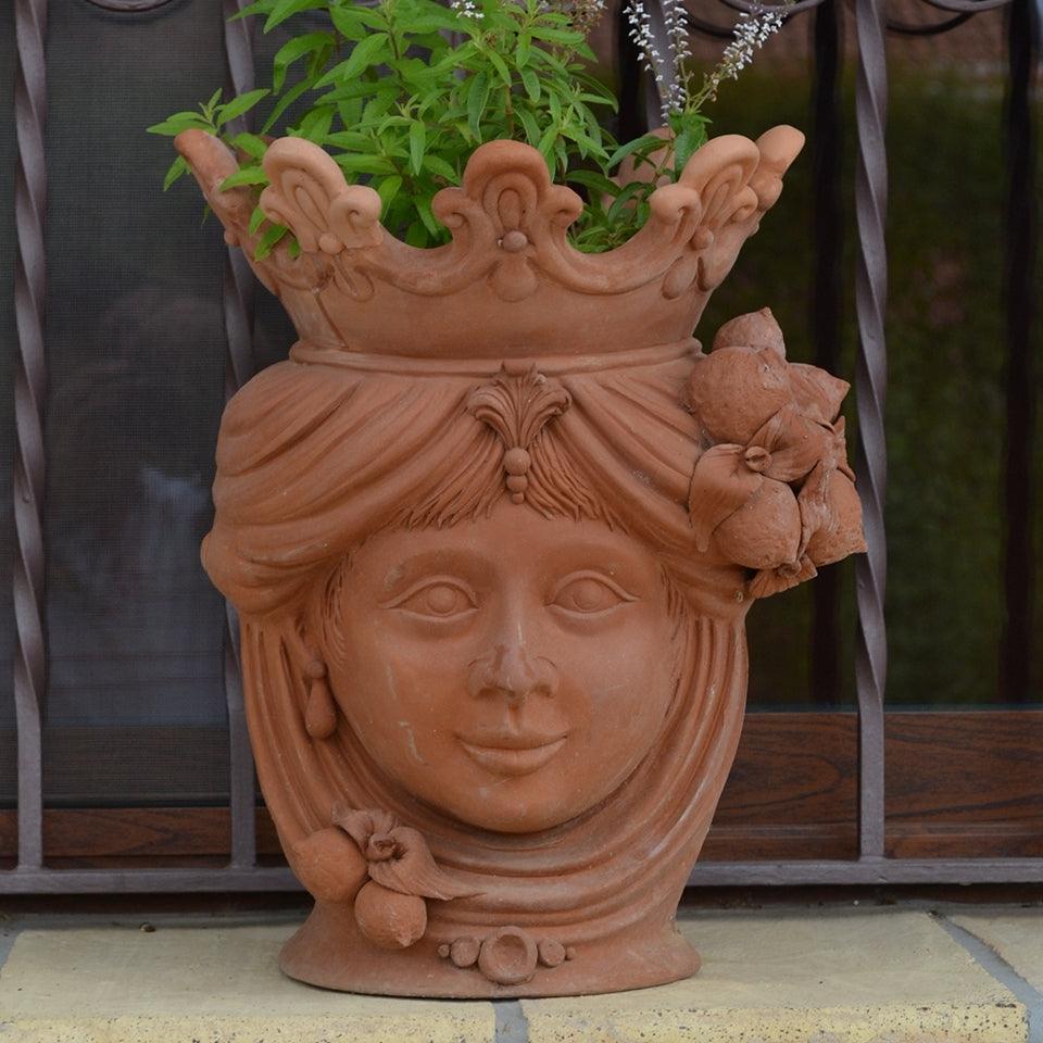 Testa h 40 limoni grezza in terracotta femmina