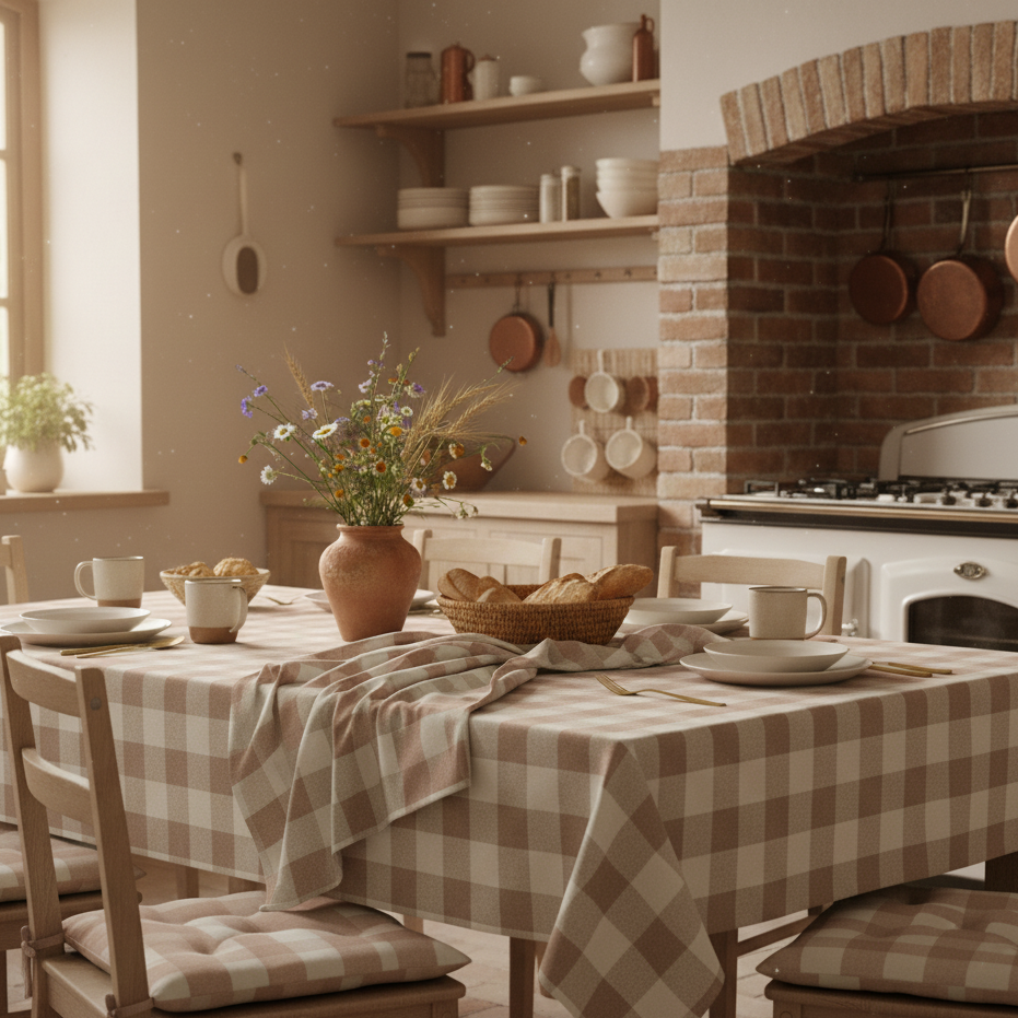 Tovaglia Campagnola 100% Cotone Tinto Filo – 4 Colori | Standard e Su Misura