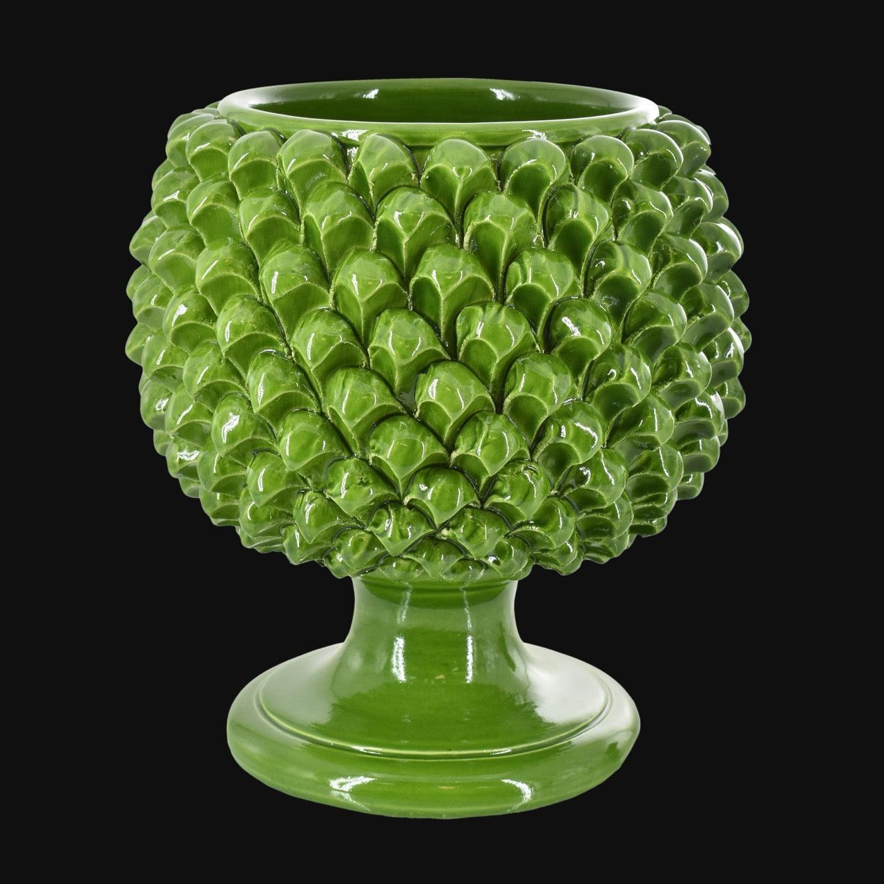 Vaso mezza pigna verde foglia in ceramica di Caltagirone