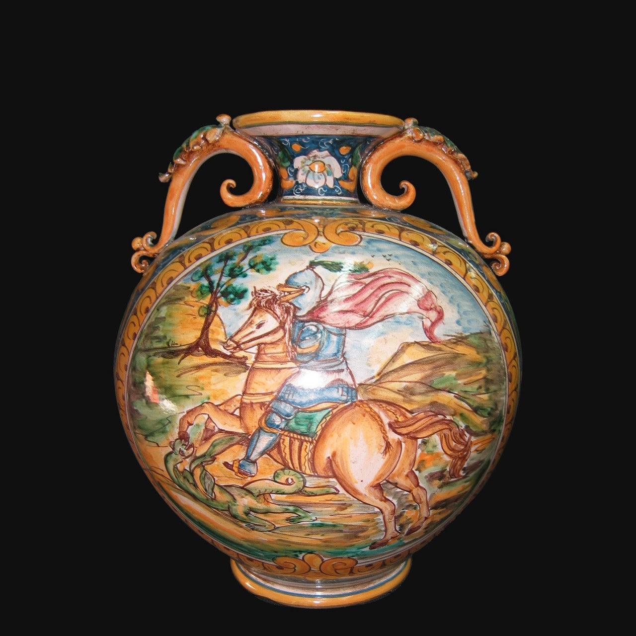 Vaso palla c/manici h 32 ornato calatino c/calaviere